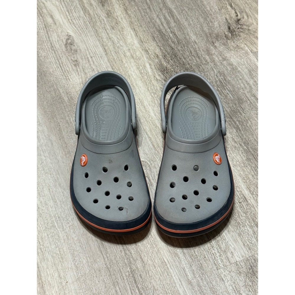 Crocs‎ Clog Comfort Slip On Casual Sandal Gray Orange Trim Size 5/7